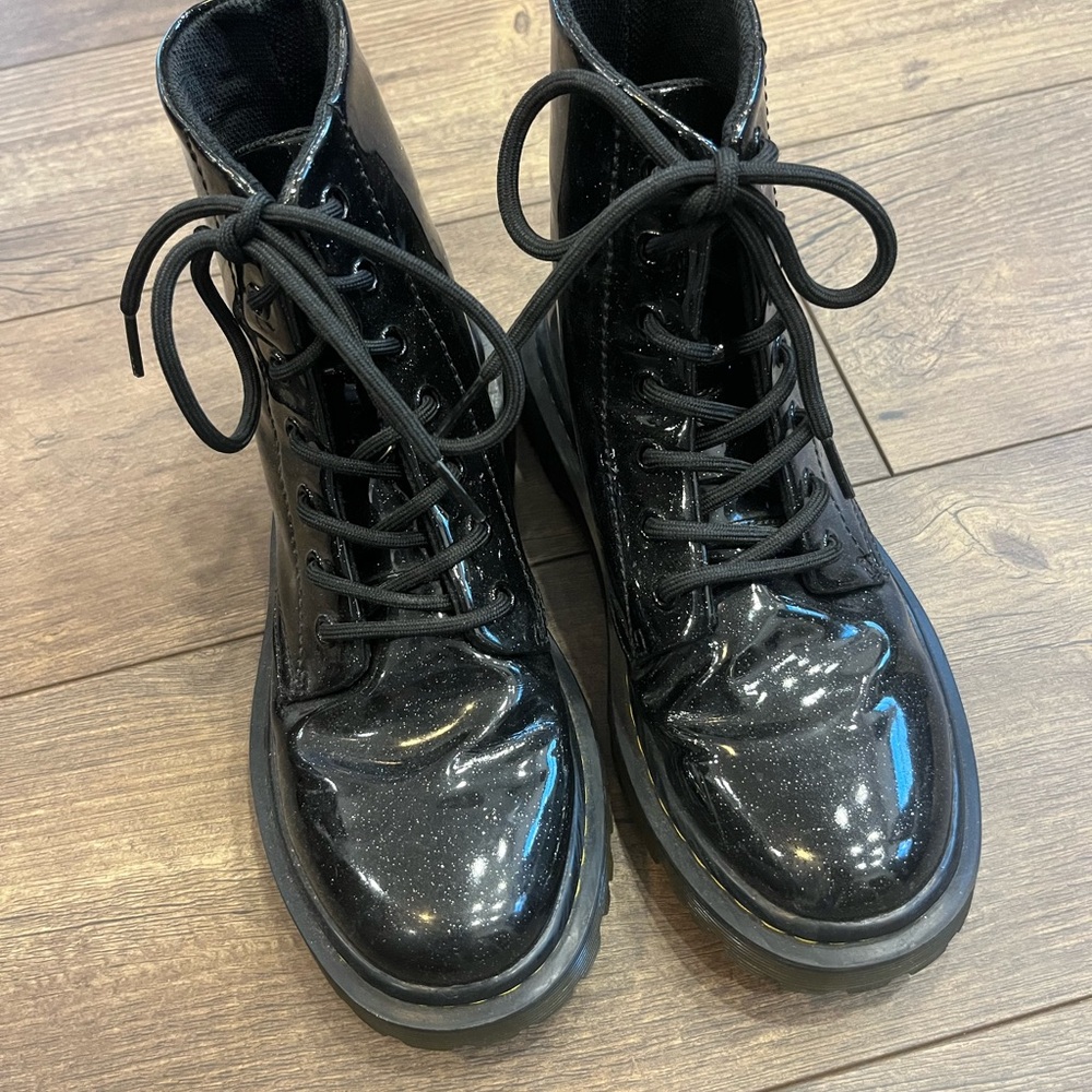 Dr. Martens Black Glitter Combat Boots - Picture 7 of 8